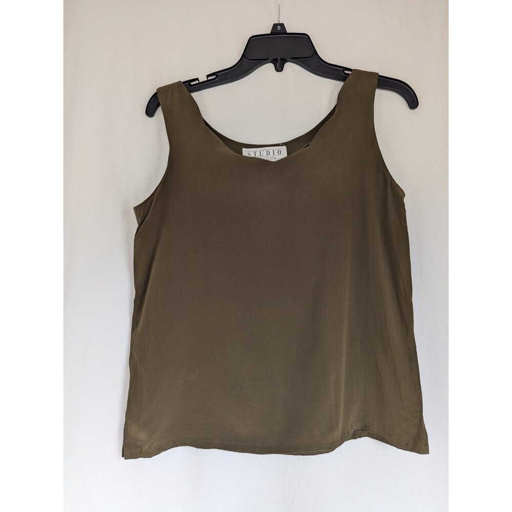Vintage Studio Michelle Stuart Women's S 100% Silk Blouse Sleeveless Green Top